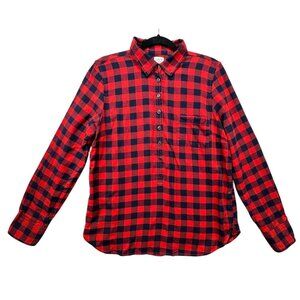 J.Crew Womens Perfect Fit Plaid Long Sleeve Button-Up Shirt M Red & Black